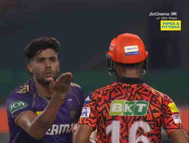 Image for IPL 2024: Harshit Rana penalised for his aggressive send-off to Mayank Agarwal in KKR vs SRH game