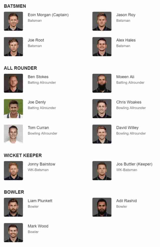 Image for England team squad for cricket world cup 2019