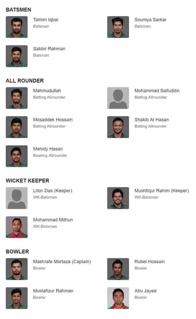 Image for Bangladesh team squad for cricket world cup 2019