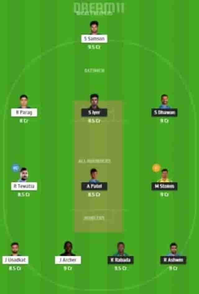 Image for My Dream11 Team for DC Vs RR ? Match No 30 ? Delhi Capitals Vs Rajasthan Royals ? October-14 Wednesday 7:30 PM IST