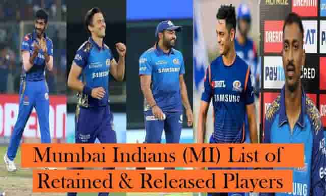 Image for Mumbai Indians (MI) retained and released Players list in IPL 2022 Mega Auction