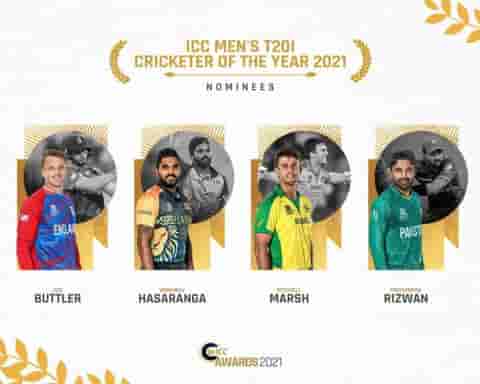 Image for ICC T20I Player of the Year 2021 Nominee announced - Mohammad Rizwan, Mitchell Marsh, Wanindu Hasaranga, Jos Buttler