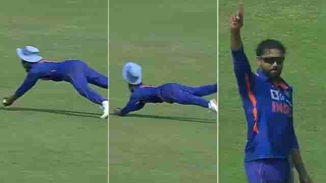 Image for IND vs AUS 1st ODI: Watch Ravindra Jadeja take a brilliant catch to dismiss Marnus Labuschagne during India vs Australia 1st ODI