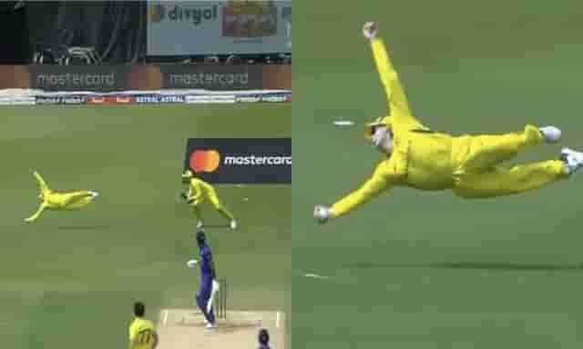 Image for India vs Australia: Watch - Steve Smith grabs one-handed screamer to send Hardik Pandya packing in the second ODI in Visakhapatnam