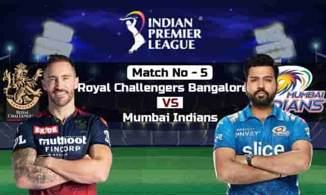 Image for IPL 2023: Royal Challengers Bangalore vs Mumbai Indians, 5th Match IPL 2023