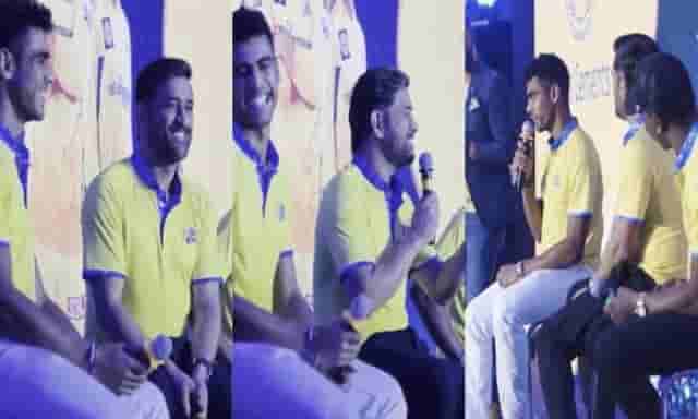 Image for IPL 2023: WATCH: "No one should talk about his No Balls,? MS Dhoni takes hilarious jibe at Rajvardhan Hangargekar in CSK's event