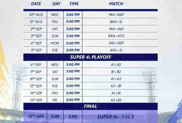 Image for Asia Cup 2023: Updated Full Schedule and Fixture with Timings