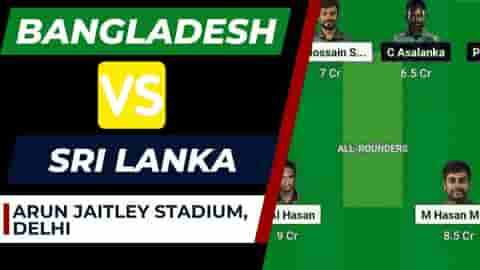 Image for BAN vs SL Dream11 Prediction World Cup 2023 Match no. 38 | Bangladesh vs Sri Lanka Dream11 Team, Head to Head, Arun Jaitley Stadium Delhi Pitch Report