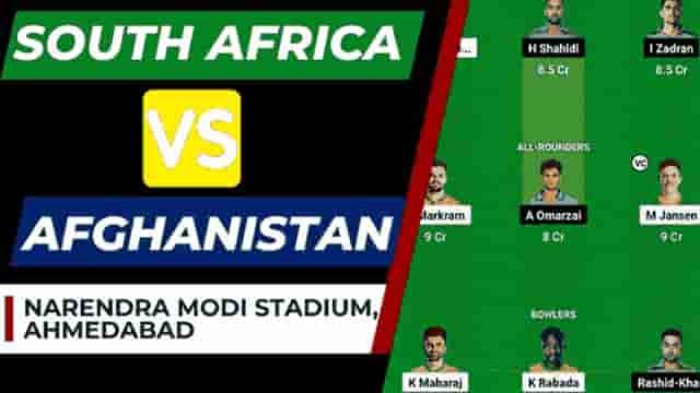 Image for SA vs AFG Dream11 Prediction [C &amp; VC] World Cup 2023 | South Africa vs Afghanistan Dream11 Team, Narendra Modi Stadium Ahmedabad Pitch Report