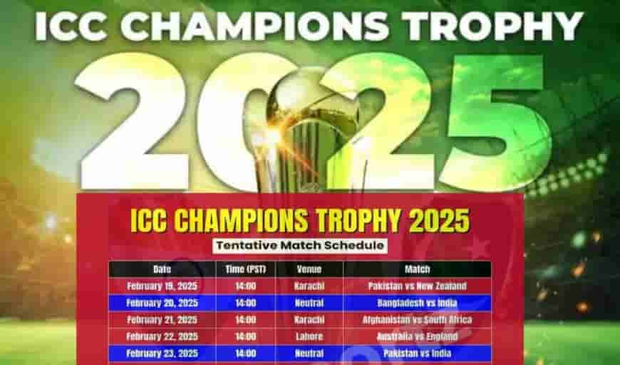 Image for ICC Cricket Champions Trophy 2025 Schedule, Teams, Fixtures, Full Squads,  & Time Table