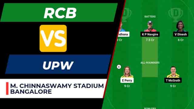 Image for RCB vs UPW Dream11 Prediction, Probable Playing 11, Head-to-Head Records, and Pitch Report | Royal Challengers Banglore vs UP Warriorz Dream11 Team