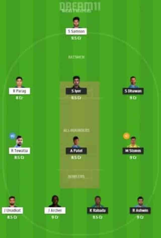 Image for My Dream11 Team for DC Vs RR ? Match No 30 ? Delhi Capitals Vs Rajasthan Royals ? October-14 Wednesday 7:30 PM IST