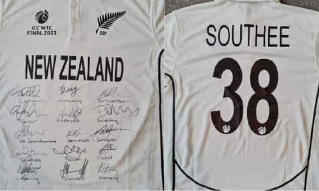 Image for Tim Southee auctions a signed WTC Jersey to help an 8 years old cancer patient