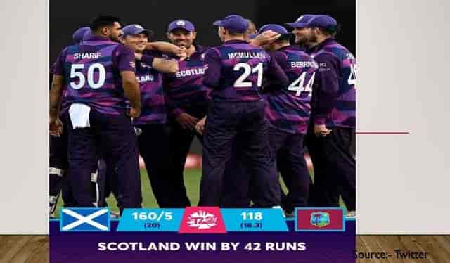 Image for T20 World Cup 2022,3rd Match SCO vs WI: Scotland Shocks Windies to record tournament Upset.