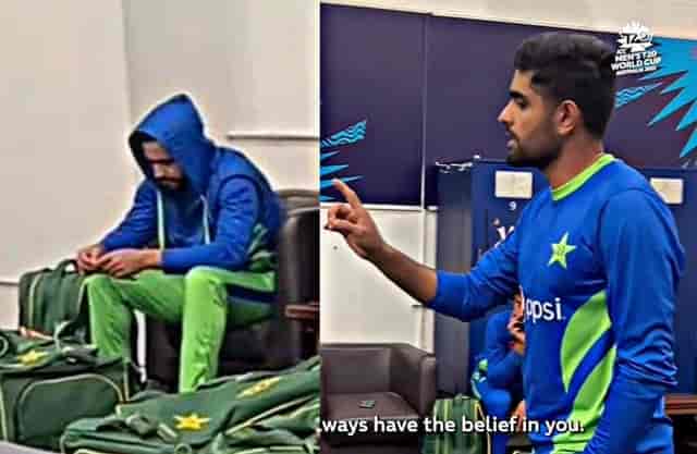 Image for Ind vs Pak: This is how Babar excited his disappointed teammates after the defeat.