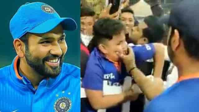 Image for INDvSL 1st ODI: Watch Rohit Sharma consoles kid who breaks down in tears seeing his idol before India vs Sri Lanka 1st ODI in Guwahati