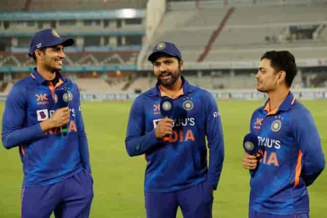 Image for INDvNZ: Watch Rohit Sharma hilariously troll Ishan Kishan for double century after 1st ODI, Shubman Gill 200