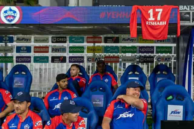 Image for IPL 2023: See Pics! Rishabh Pant Jersey is putted On DC's Dugout, A sweet Gesture By Team Mates