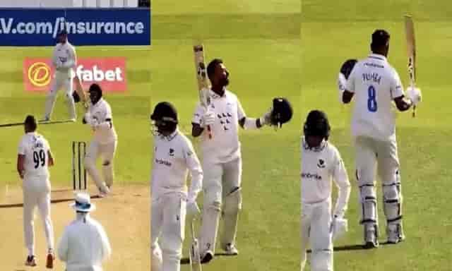 Image for WATCH - Cheteshwar Pujara smashes a staggering century for Sussex in their first match of the County Championship