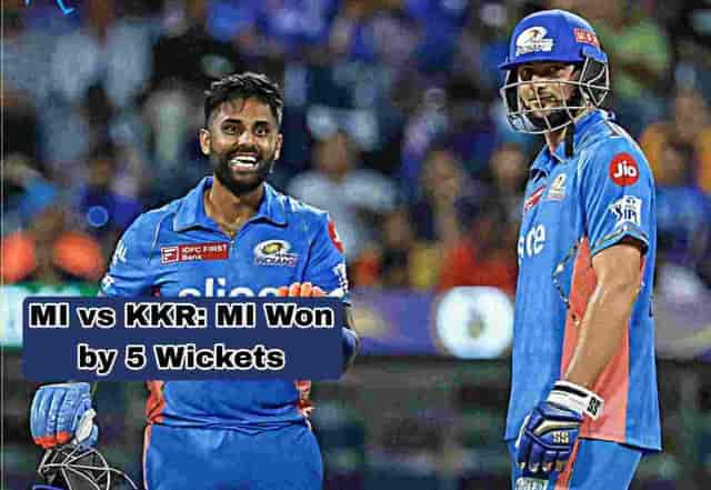 Image for MI vs KKR: Mumbai Indians beat Kolkata Knight Riders at Wankhede Stadium, Updated Points Table after MI vs KKR