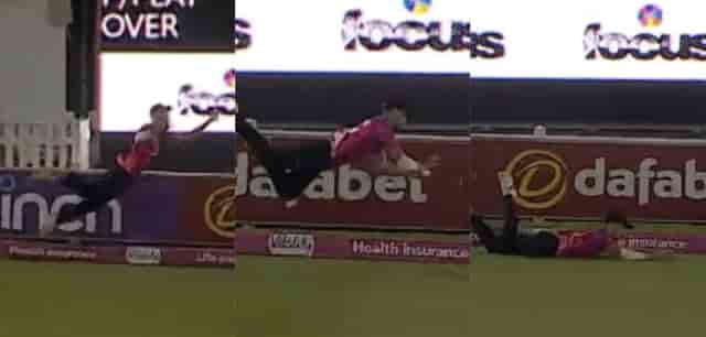 Image for Watch - Bradley Currie pouches one-handed best catch of all time in the Vitality T20 Blast?