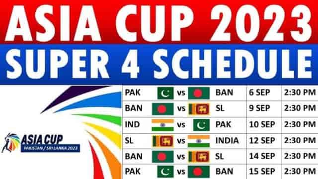 Image for Asia Cup 2023 Super 4 Schedule, Points Table, Qualified Teams, Full Squads, Venues, Timing, Streaming and Broadcasting | Asia Cup Super 4s