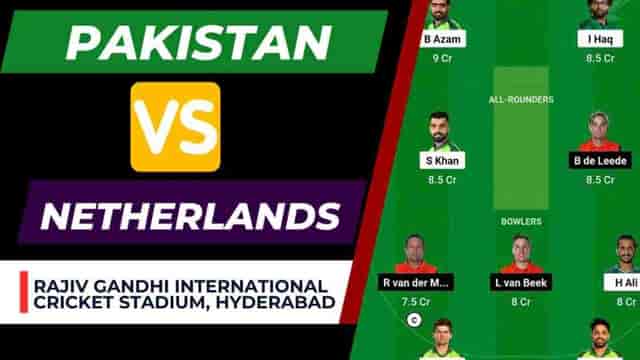 Image for PAK vs NED Dream11 Prediction 2nd Match World Cup 2023 | Pakistan vs Netherlands Dream11 Team, Rajiv Gandhi International Cricket Stadium Pitch Report