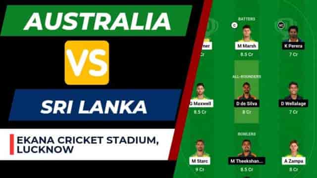 Image for AUS vs SL Dream11 Prediction, Australia vs Sri Lanka Dream11 Team, Playing 11, Ekana Cricket Stadium Pitch Report | ICC World Cup 2023