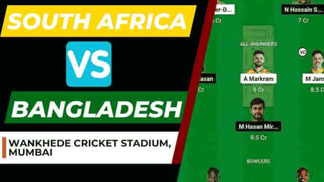 Image for South Africa vs Bangladesh Dream11 Prediction 23rd Match World Cup 2023 | SA vs BAN Dream11 Team, Wankhede Cricket Stadium Pitch Report