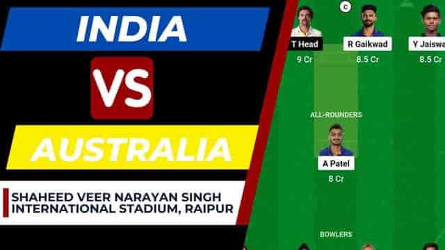 Image for IND vs AUS 4th T20I Dream11 Prediction, Dream11 Team | India vs Australia Shaheed Veer Narayan Singh International Stadium Pitch Report