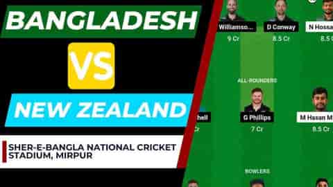 Image for BAN vs NZ 2nd Test Dream11 Prediction, Dream11 Team | Bangladesh vs New Zealand Sher-E-Bangla National Cricket Stadium Pitch Report