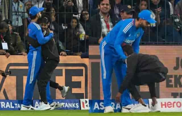 Image for IND vs AFG: Watch - Fan enters Stadium to hug Virat Kohli, Detailed by Police during India vs Afghanistan 2nd T20I