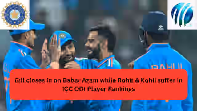 Image for ICC ODI Rankings: Gill close to overtaking Babar Azam, Rohit slips despite scoring a century, Kohli slips by two places