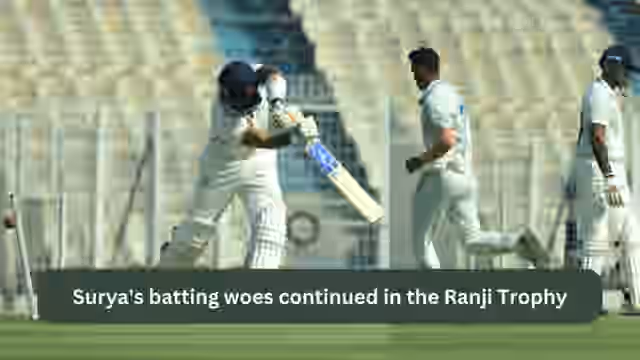 Image for Watch: Suryakumar Yadav stunned in Ranji Trophy Quarters, this pacer sends his middle-stump for a carthwheel