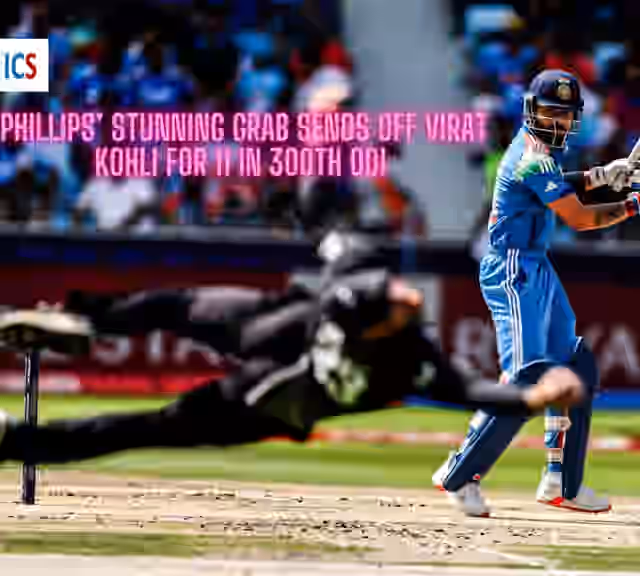 Image for [Watch] Phillips' insane grab left Kohli bamboozled on his 300th ODI; Major upset for team India as top-order dismissed within powerplay