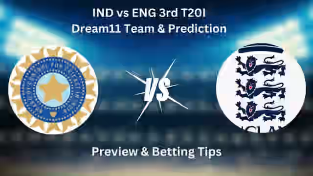 Image for IND vs ENG 3rd T20I Dream11 Prediction, Dream11 Team, Probable XI, Head-to-Head, Pitch Preview & More