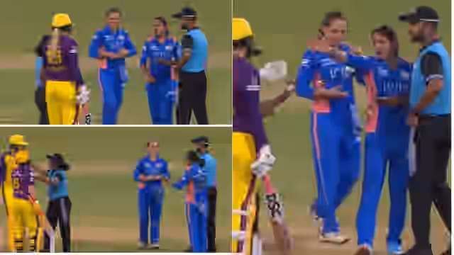 Image for Watch: Big fight takes place between Harmanpreet Kaur & Sophie Ecclestone as the MI skipper points fingers at Ecclestone