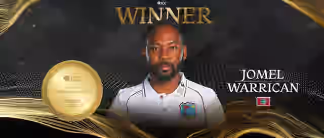 Image for Jomel Warrican of the Windies beats India's Varun Chakaravarthy to ICC Men's January Player of the Month award