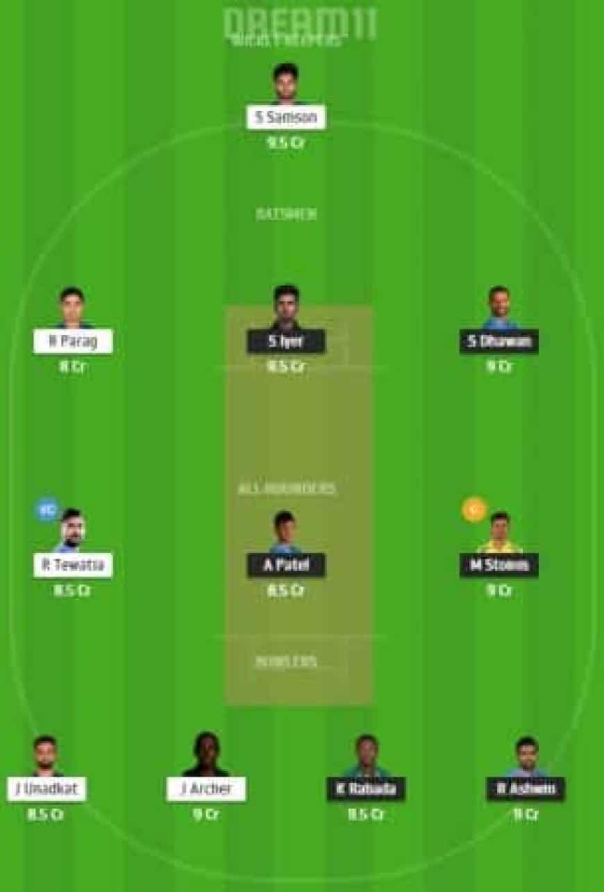 My Dream11 Team for DC Vs RR ? Match No 30 ? Delhi Capitals Vs Rajasthan Royals ? October-14 Wednesday 7:30 PM IST