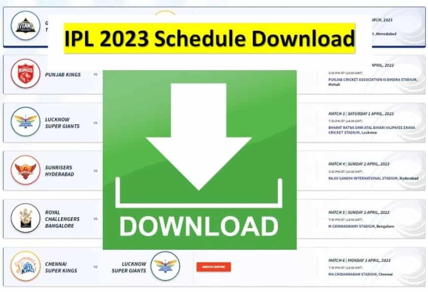 Download IPL 2023 Schedule PDF, Excel and Image and All Teams Squad Image