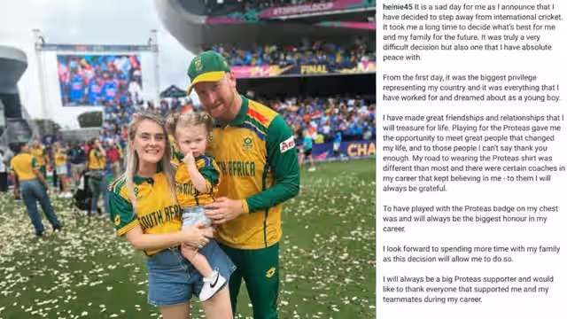 Image for Heinrich Klaasen, the nightmare for bowlers in T20 Cricket announces his retirement from all formats of the game