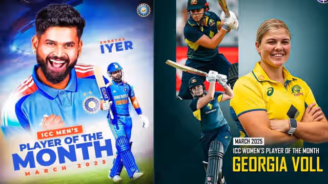 Image for Team India's top scorer in the Champions Trophy, Shreyas Iyer wins the ICC Player of the Month award for March