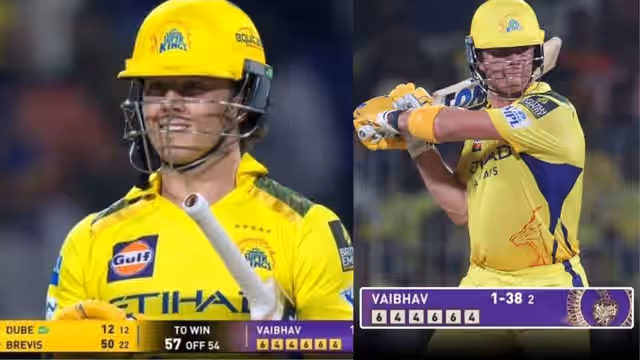 Image for KKR vs CSK: Dewald Brevis'mayhem in Kolkata, slams 30 runs in a single over, Watch