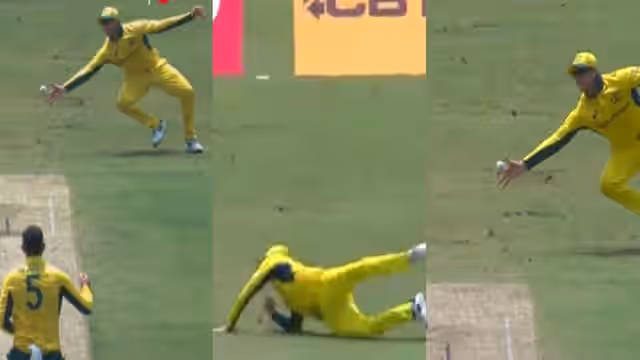 Image for Watch: Steve Smith takes a STUNNER in slips to remove Dunith Wellalage in first SL vs AUS ODI