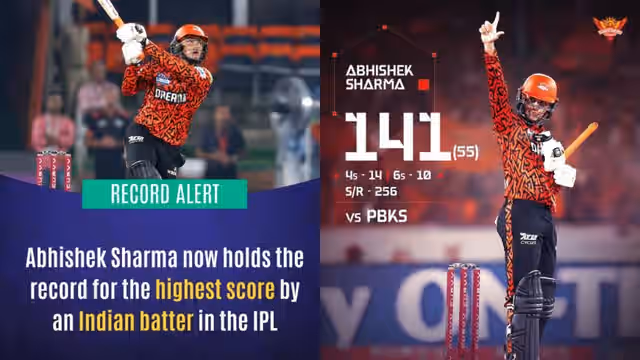 Image for Abhishek Sharma wreaked havoc with his 141 run knock against Punjab, broke many records and scripted history