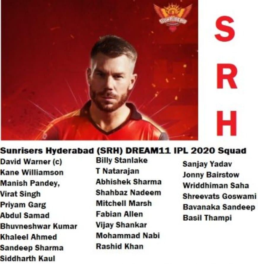 DREAM11 IPL 2020 : Team Sunrisers Hyderabad : Complete Squad Analysis, Strengths, Weaknesses, Prediction