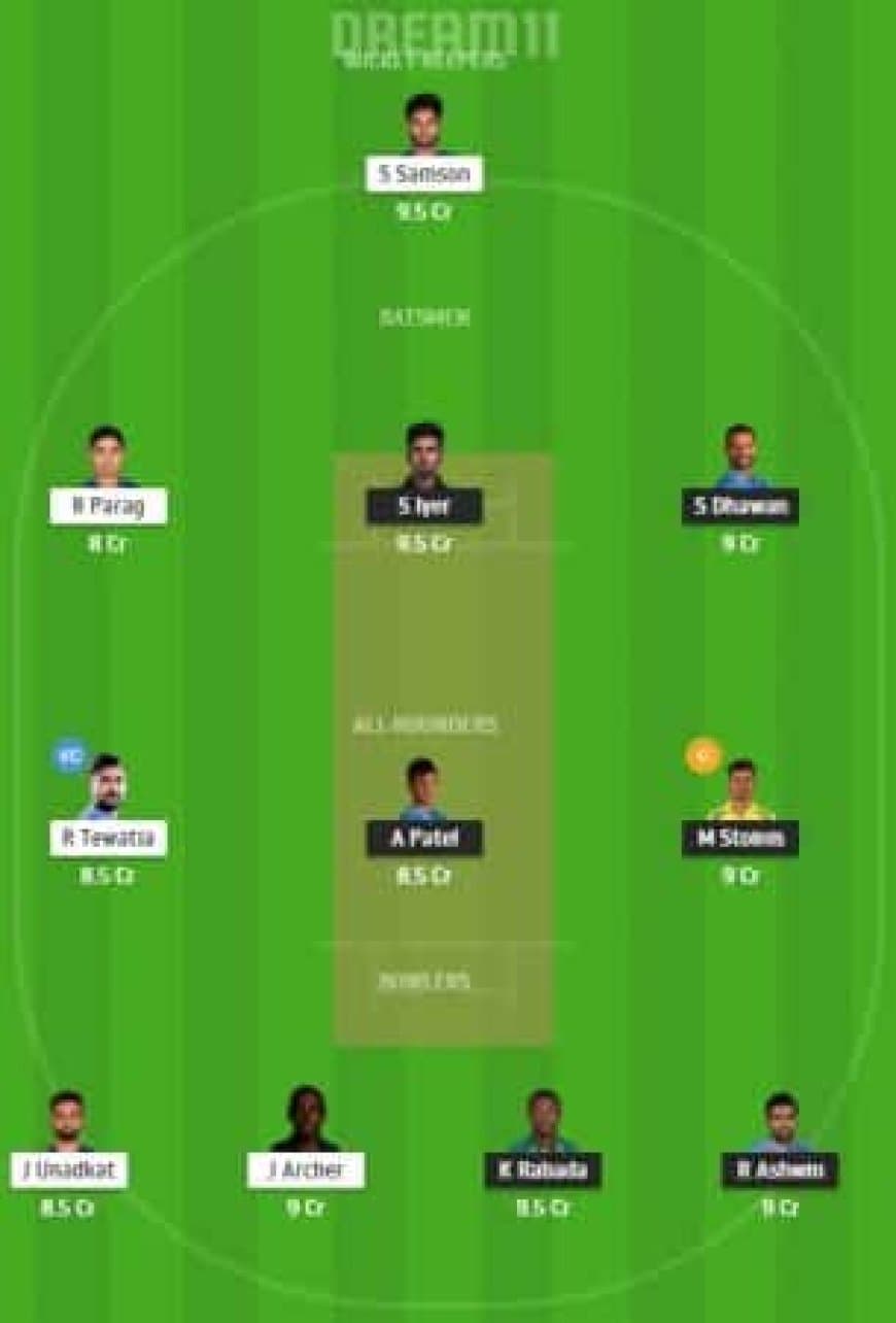 My Dream11 Team for DC Vs RR ? Match No 30 ? Delhi Capitals Vs Rajasthan Royals ? October-14 Wednesday 7:30 PM IST