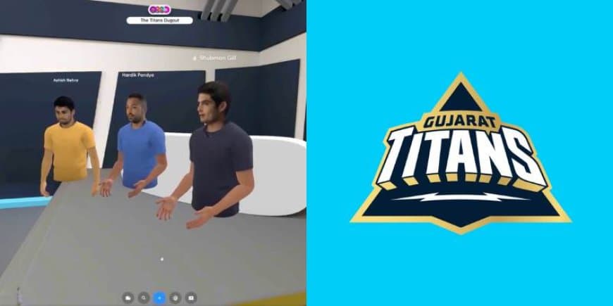 Hardik Pandya, Shubman Gill and Ashish Nehra reveal the logo of Gujarat Titans on Metaverse