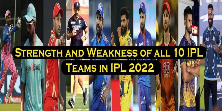 Strength and Weakness of all ten IPL teams in the Tata IPL 2022