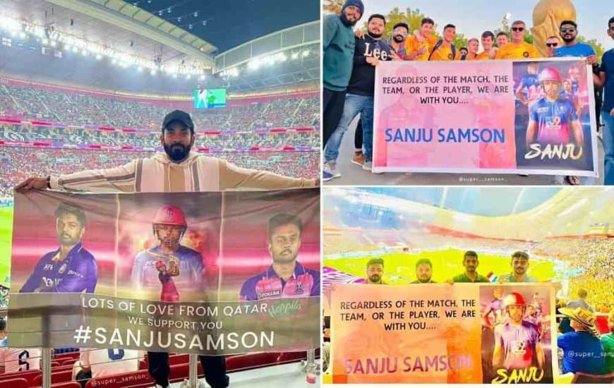 Sanju Samson fans show support for him during the FIFA World Cup 2022